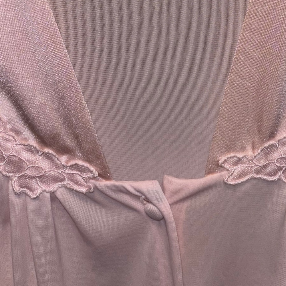 Vanity Fair Light Pink Silky Pajama Top Size 2X Night Shirt Vintage Made in USA - Picture 5 of 7